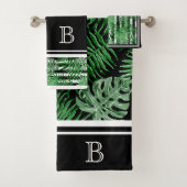 Tropische Palmblättern Schwarz-weiße Streifen Must Badhandtuch Set (Insitu)