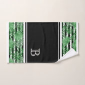 Tropische Palmblättern Schwarz-weiße Streifen Must Badhandtuch Set (Handtuch)