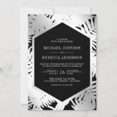 Tropische Palme aus schwarzem Silber in einer Hoch Einladung (Vorderseite)