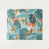 Tropische Palme Blätter Hibiskus und Formen Muster Wandteppich (Vorderseite (Horizontal))