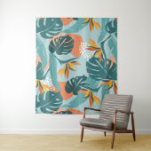 Tropische Palme Blätter Hibiskus und Formen Muster Wandteppich (Beispiel)