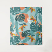 Tropische Palme Blätter Hibiskus und Formen Muster Wandteppich (Vorderseite)