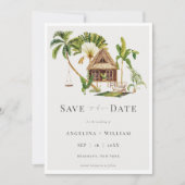 Tropische Palme Hochzeit speichern Sie das Datum Einladung (Vorderseite)