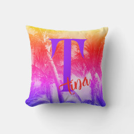 Tropische Palme im Retro-Neon der 80er Jahre Kissen