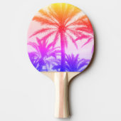 Tropische Palme im Retro-Neon der 80er Jahre Tischtennis Schläger (Rückseite)