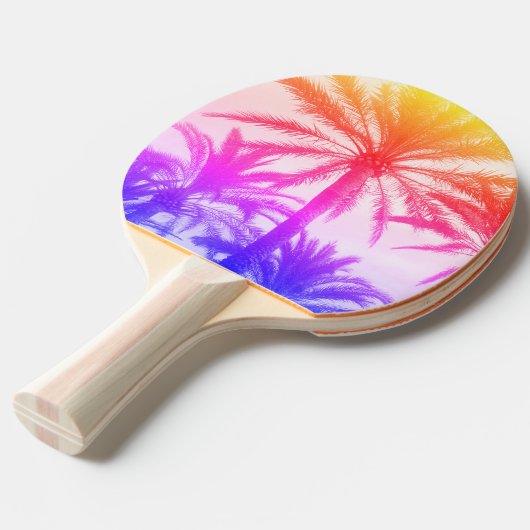 Tropische Palme im Retro-Neon der 80er Jahre Tischtennis Schläger (Vorderseite)