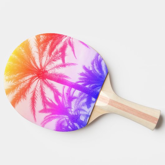 Tropische Palme im Retro-Neon der 80er Jahre Tischtennis Schläger (Seitenansicht)