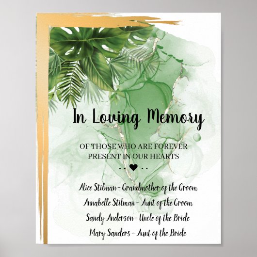 Tropische Palme im Zeichen einer Gedächtnishochzei Poster (Vorne)