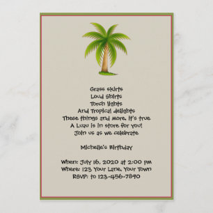 Tropische Palme Luau Party Einladung