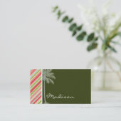 Tropische Palme mit den korallenroten u. grünen Visitenkarte (Stehend Vorderseite)