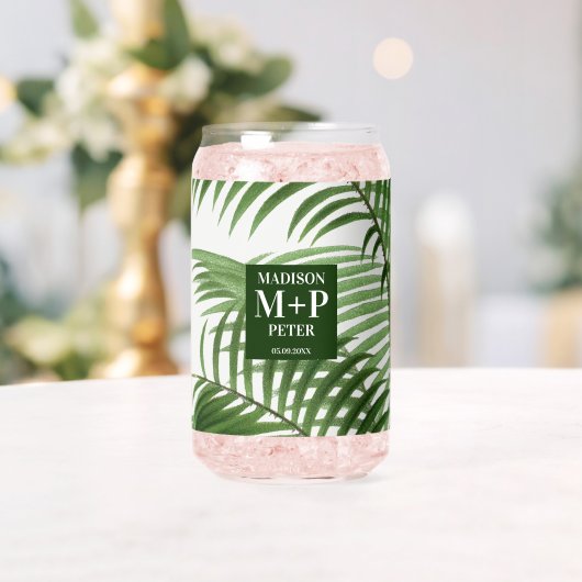 Tropische Palme Mit Monogramm Hochzeitsgeschenke Dosenglas (Insitu (Hochzeit))