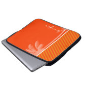 Tropische Palme; Orange Streifen Laptopschutzhülle (Vorne Knopf)