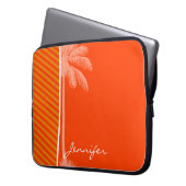 Tropische Palme; Orange Streifen Laptopschutzhülle (Vorderseite Links)