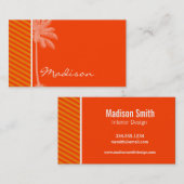 Tropische Palme; Orange Streifen Visitenkarte (Vorne/Hinten)