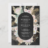 Tropische Palme Pampas Bläserblüte Hochzeit getroc Einladung (Vorderseite)