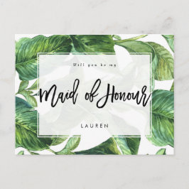 tropische Palme sind Sie mein Mädchen der Ehre Ankündigungspostkarte