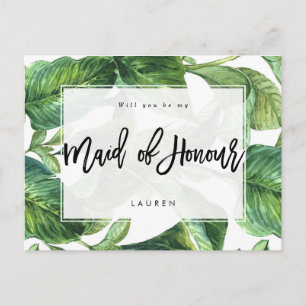 tropische Palme sind Sie mein Mädchen der Ehre Ankündigungspostkarte