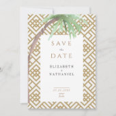 tropische Palme Tree Geometric Save the Date Einla Einladung (Vorderseite)