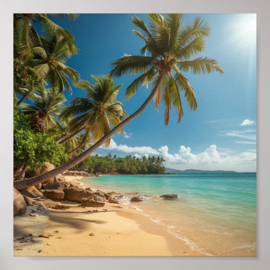 Tropische Palme über dem Wasser Poster (Vorne)