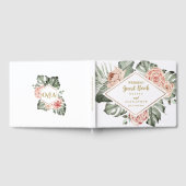 Tropische Palme und Rose Hochzeitmonographie Gästebuch (Voll)