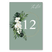 Tropische Palme und weiße Tischnummer - M Green (Rückseite)