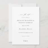 Tropische Palme und weißes, blumengeschmücktes Sav Save The Date (Rückseite)