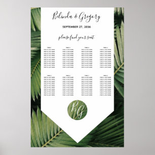 Tropische Palme Verlassen Hochzeitskarte Poster