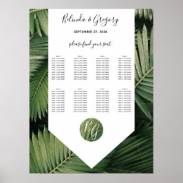 Tropische Palme Verlassen Hochzeitskarte Poster