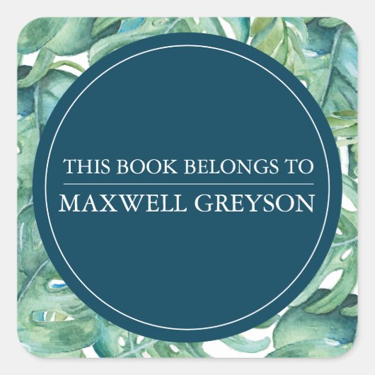 Tropische Palme Verließ zurück zum Buchzeichen der Quadratischer Aufkleber (Vorderseite)