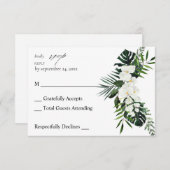 Tropische Palme & Weiße Flora UAWG RSVP Karte (Vorne/Hinten)