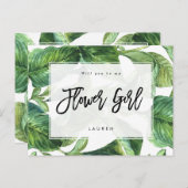 Tropische Palme werden Sie meine Blume Girl Card s Ankündigungspostkarte (Vorne/Hinten)