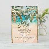 Tropische Palmen 40. Party Einladung (Stehend Vorderseite)