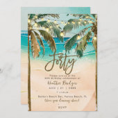 Tropische Palmen 40. Party Einladung (Vorne/Hinten)