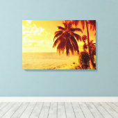 Tropische Palmen am Strand bei Sonnenuntergang Lei Leinwanddruck (Insitu (Holzboden))
