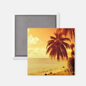 Tropische Palmen am Strand bei Sonnenuntergang Magnet (Vorderseite/Rückseite)