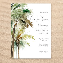 Tropische Palmen am Strand Moderne Hochzeit Einladung