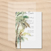 Tropische Palmen am Strand Moderne Hochzeit Pergament Einladungen