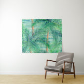 Tropische Palmen an aquamarinen Streifen Wandteppich (Beispiel (Horizontal))