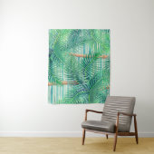 Tropische Palmen an aquamarinen Streifen Wandteppich (Beispiel)