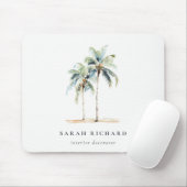 Tropische Palmen an der Küste Wasserfarbe Blau Grü Mousepad (Mit Mouse)