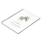 Tropische Palmen an der Küste Wasserfarbe Blau Grü Notizblock (Linke Seite)