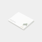 Tropische Palmen an der Küste Wasserfarbe Blau Grü Post-it Klebezettel (angewinkelt)