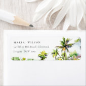 Tropische Palmen an der Küste Wasserfarbenadresse (Insitu)