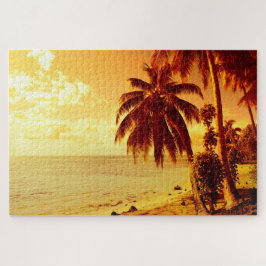 Tropische Palmen an einem Strand am Puzzle