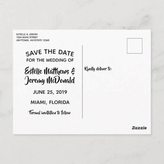 Tropische Palmen Ankündigung Datum freihalten Post Postkarte (Rückseite)