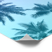Tropische Palmen Aquamarine Gradient Trendy Poster (Ecke)