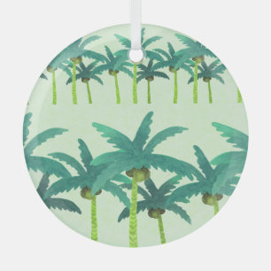Tropische Palmen: Aquarellfarbenes, nahtloses Band Ornament Aus Glas