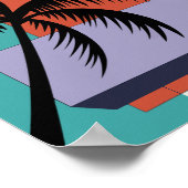 Tropische Palmen auf geometrischem Sonnenuntergang Poster (Ecke)