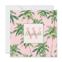 Tropische Palmen auf rosa Monogramm