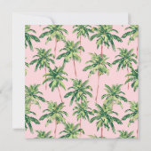 Tropische Palmen auf rosa Monogramm Mitteilungskarte (Rückseite)